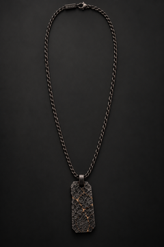 KYNTSU The Dog Tag pendant detail showing black finish and gold fracture lines - view 3